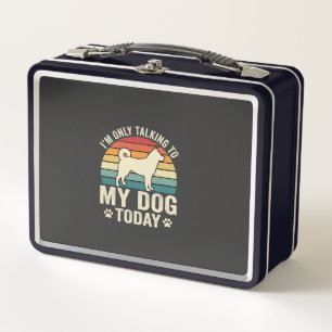 Funny Dog Talking Retro Sunset Metal Lunch Box