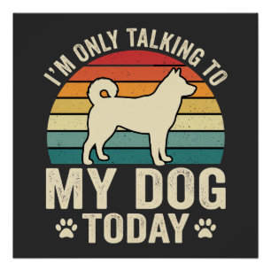 Funny Dog Talking Retro Sunset Poster