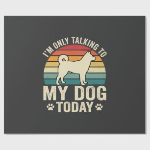 Funny Dog Talking Retro Sunset Wrapping Paper