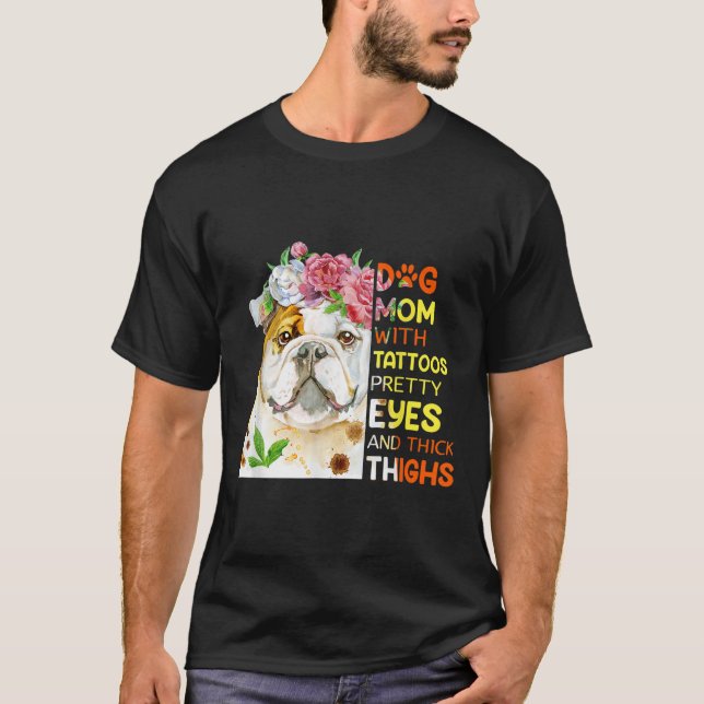 Funny Dog Tattooed Mum T Apparel Dog Mum With Tatt T-Shirt (Front)