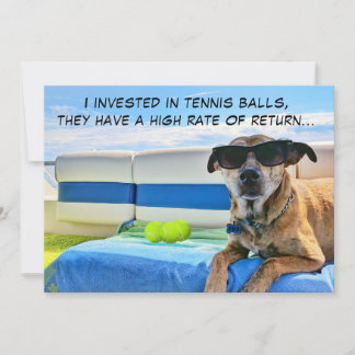 Funny Dog Tennis Balls Retirement Any Occasion Holiday Card