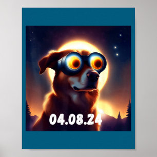 Funny Dog Total Solar Eclipse Glasses Poster