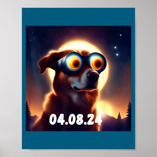 Funny Dog Total Solar Eclipse Glasses Poster (Front)