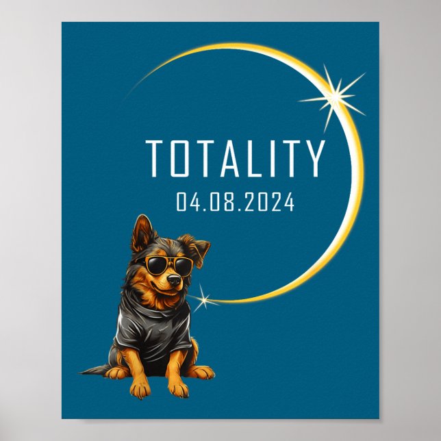 Funny Dog Total Solar Eclipse Totality Poster (Front)