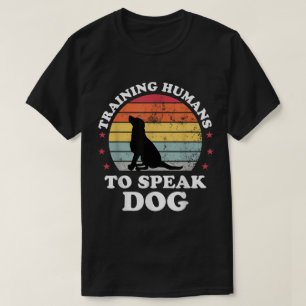 Funny Dog Trainer Retro Sunset Design T-Shirt