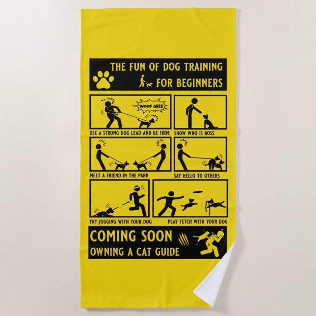 Funny Dog Training Instruction Manual Beach Towel (Front)