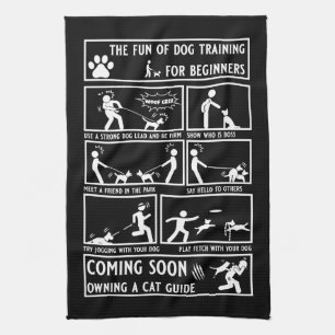 Funny Dog Training Instruction Manual Tea Towel