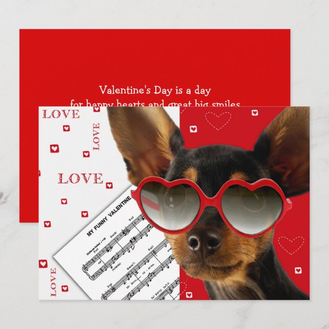 Funny Dog Valentine's Day Flat Card (Front/Back)
