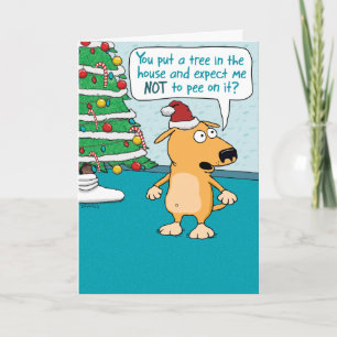 Funny Dog vs. Tree Christmas Holiday Card