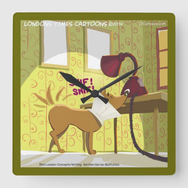 Funny Dog W/Cone Sniffing Lamp Wall Clock (Front)
