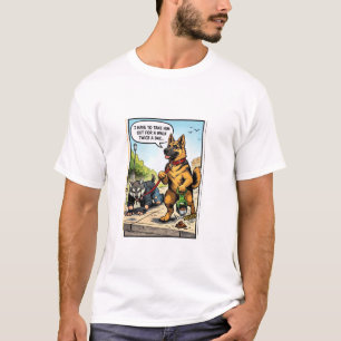 Funny Dog Walking Human Comic Graphic T-Shirt