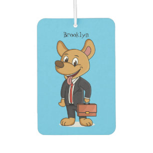 Funny dog wearing business suit cartoon car air freshener