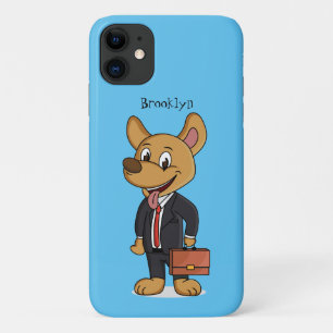 Funny dog wearing business suit cartoon iPhone 11 case