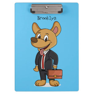 Funny dog wearing business suit cartoon  clipboard