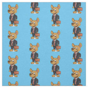 Funny dog wearing business suit cartoon fabric