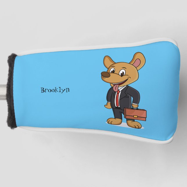 Funny dog wearing business suit cartoon  golf head cover (Front)