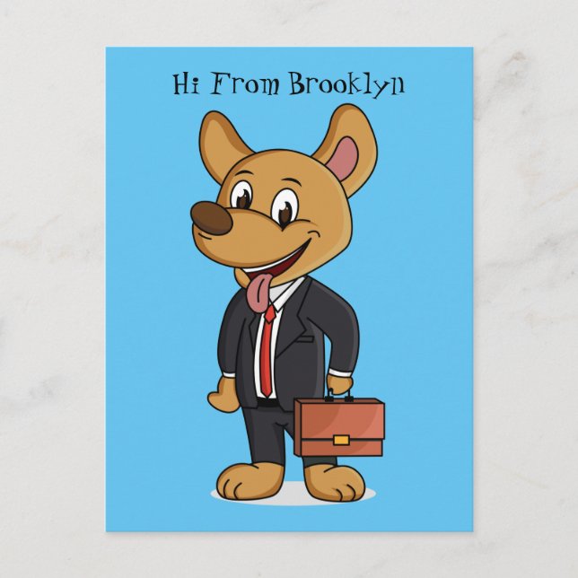 Funny dog wearing business suit cartoon postcard (Front)