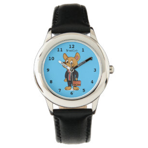 Funny dog wearing business suit cartoon watch