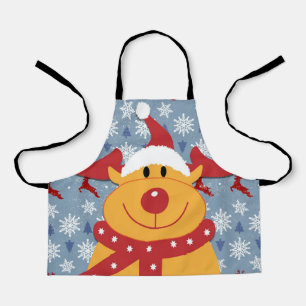 funny dog wearing christmas deer costume apron