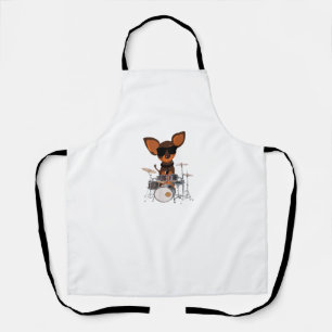 Funny Dog Wearing Sunglasses Playing Drums Drummer Apron