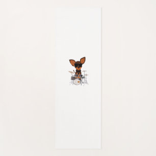 Funny Dog Wearing Sunglasses Playing Drums Drummer Yoga Mat