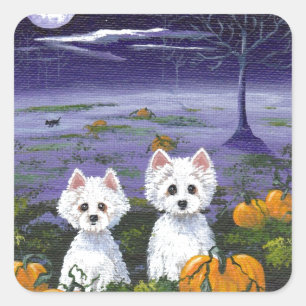 Funny Dog Westie White West Highland Terrier Dogs Square Sticker