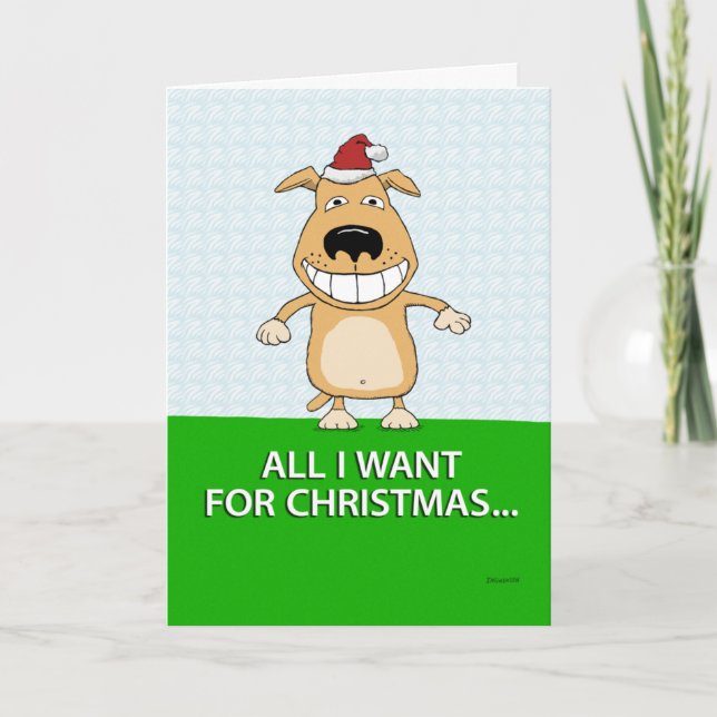 Funny Dog Wish List Christmas Holiday Card (Front)