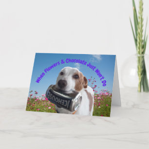 Funny Dog with Beer Can in Mouth Card