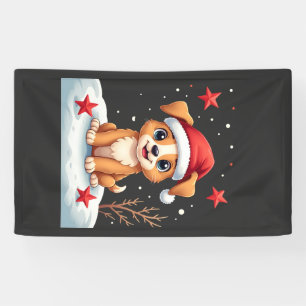 Funny Dog with Christmas Stars for Festive Season Banner