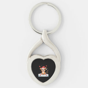 Funny Dog with Christmas Stars for Festive Season  Key Ring