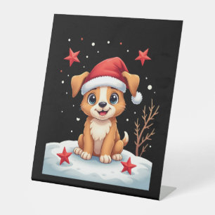 Funny Dog with Christmas Stars for Festive Season Pedestal Sign