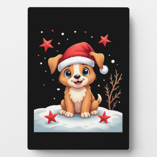 Funny Dog with Christmas Stars for Festive Season  Plaque