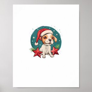 Funny Dog with Christmas Stars for Festive Season Poster