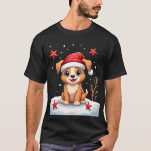 Funny Dog with Christmas Stars for Festive Season T-Shirt