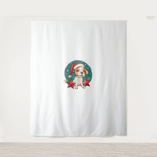 Funny Dog with Christmas Stars for Festive Season Tapestry