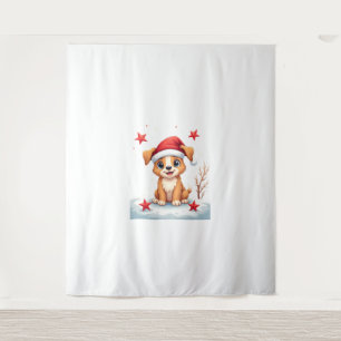Funny Dog with Christmas Stars for Festive Season Tapestry