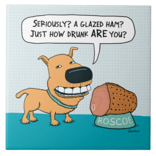 Funny Dog With Glazed Ham Tile