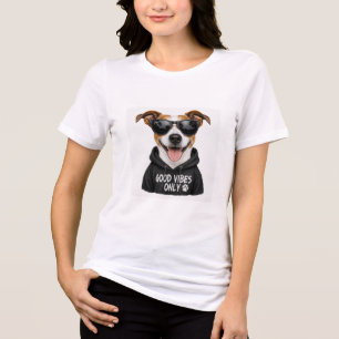 Funny Dog with Sunglasses and Hoodie Tri-Blend Shirt