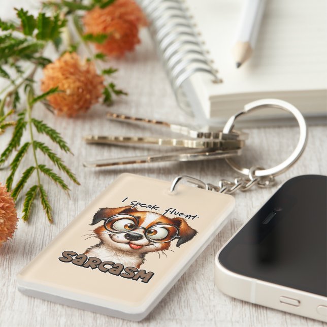 funny dog word art  key ring (Front Right)