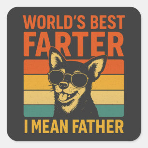 Funny Dog "World's Best Farter" Retro Father's Day Square Sticker