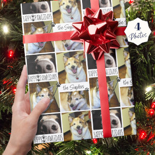 Funny Dog YAPPY PAWLIDAYS 4 Photo Custom Colour Wrapping Paper