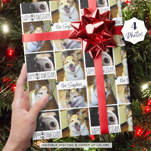 Funny Dog YAPPY PAWLIDAYS 4 Photo Personalised Wrapping Paper