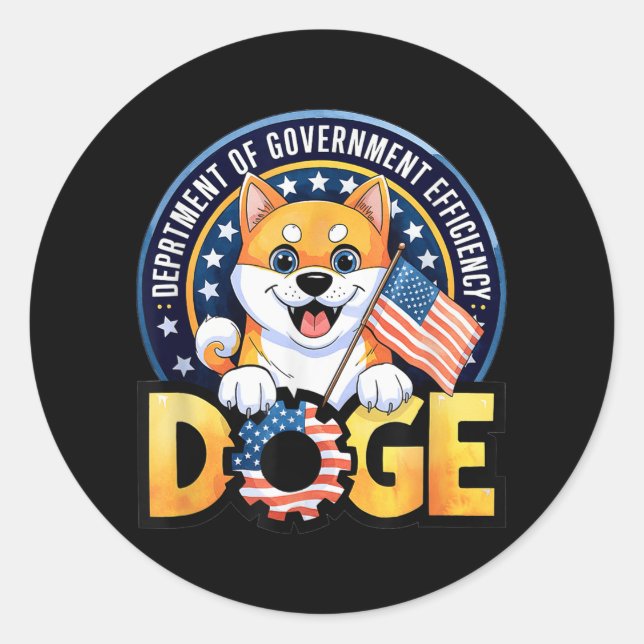 Funny Doge Crypto Meme Department Of Government Ef Classic Round Sticker (Front)