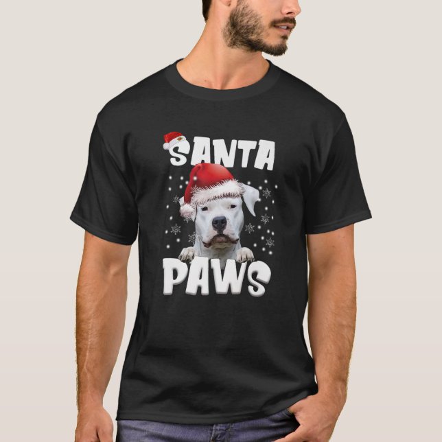Funny Dogo Argentino Christmas Lights Tree Dog Lov T-Shirt (Front)