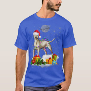 Funny Dogo Argentino Dog Christmas Lights Santa Ha T-Shirt