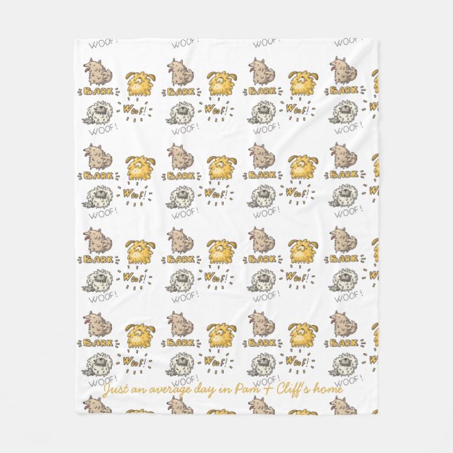 Funny Dogs Barking for the Owner with Noisy Dogs Fleece Blanket (Front)