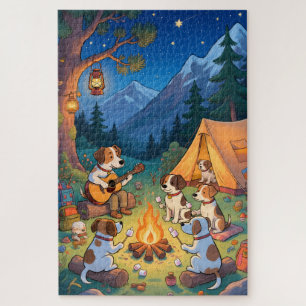 Funny Dogs Camping Adventure Cute Outdoor Dog Love Jigsaw Puzzle