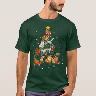 Funny Dogs Christmas Tree Lights Pug German Shephe T-Shirt