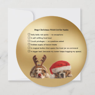 Funny Dogs Christmas Wish List For Santa Holiday Card
