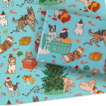 Funny Dogs Christmas Wrapping Paper - Blue<br><div class="desc">This hand-drawn design is colourful and is sure to add some festivity to your Christmas gifts. For all pet and animal lovers, dog lovers, dog Moms, dog Dads, and dog enthusiasts! These large wrapping paper sheets come in a set of 3 sheets, each measuring 19 in x 29 inches in...</div>